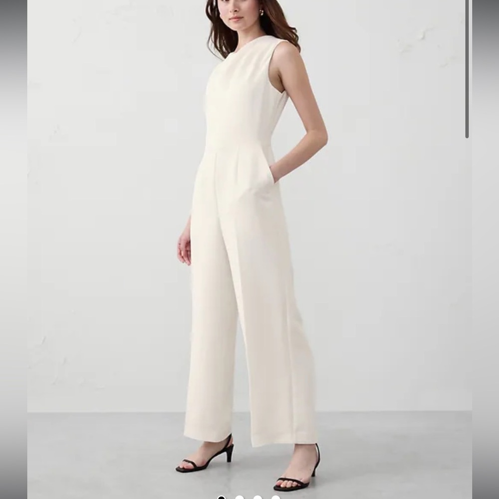 White Banana Republic Factory Cowl Neck Jumpsuit